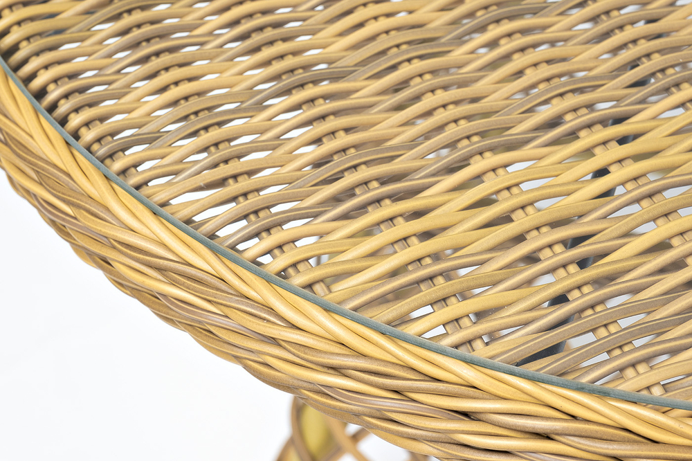 "Эспрессо" плетеный круглый стол, диаметр 80 см, цвет соломенный