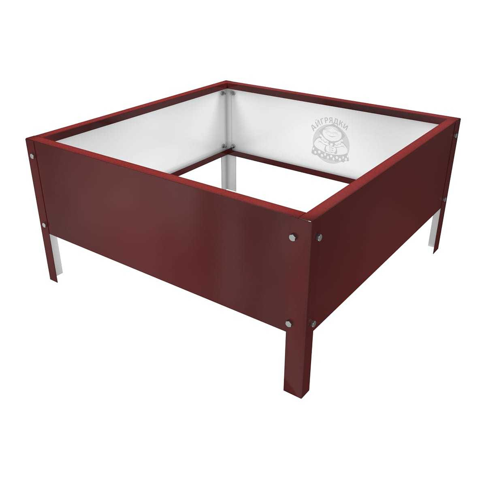 Клумба квадратная оцинкованная 1 ярус  RAL 3011 Красно-коричневый