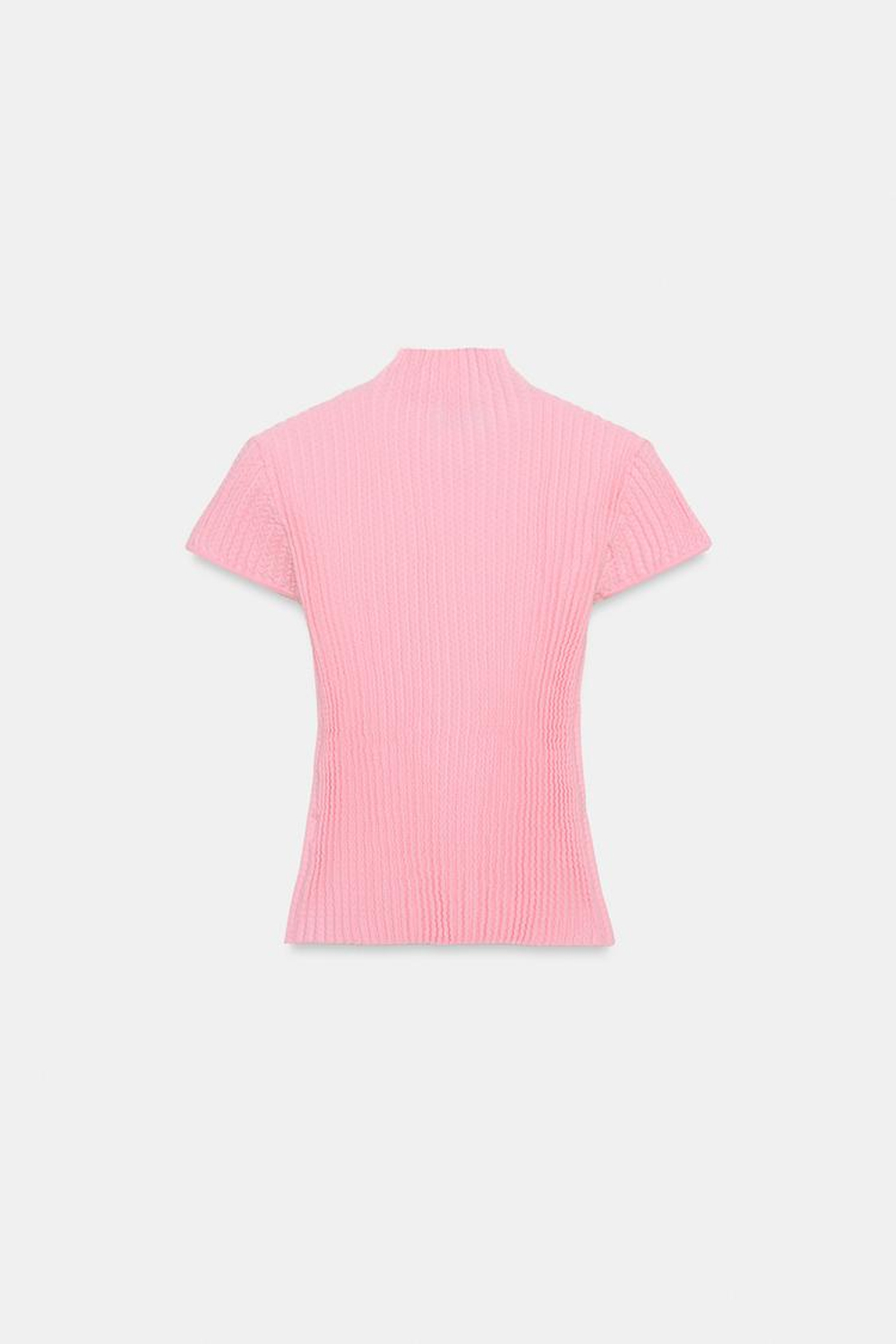 ZARA ТОП ИЗ ТРИКОТАЖА С РЕЛЬЕФНЫМ УЗОРОМ, РОЗОВЫЙ