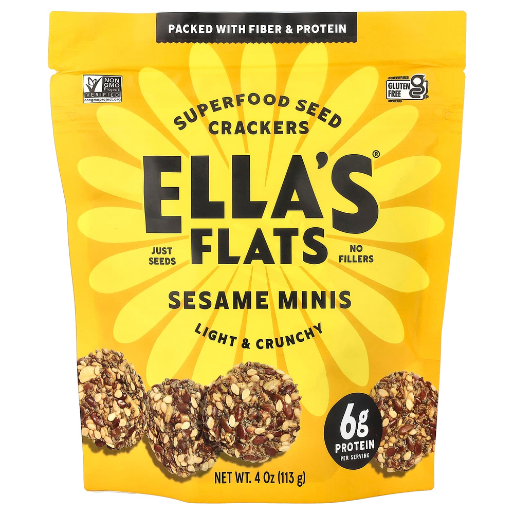Ella's Flats, крекеры с суперфудами, кунжутные конфеты, 113 г (4 унции)