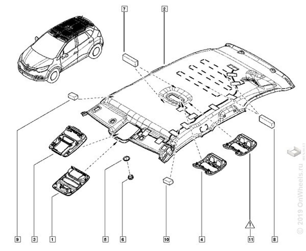 Обшивка потолка Renault Captur Kaptur (Renault)