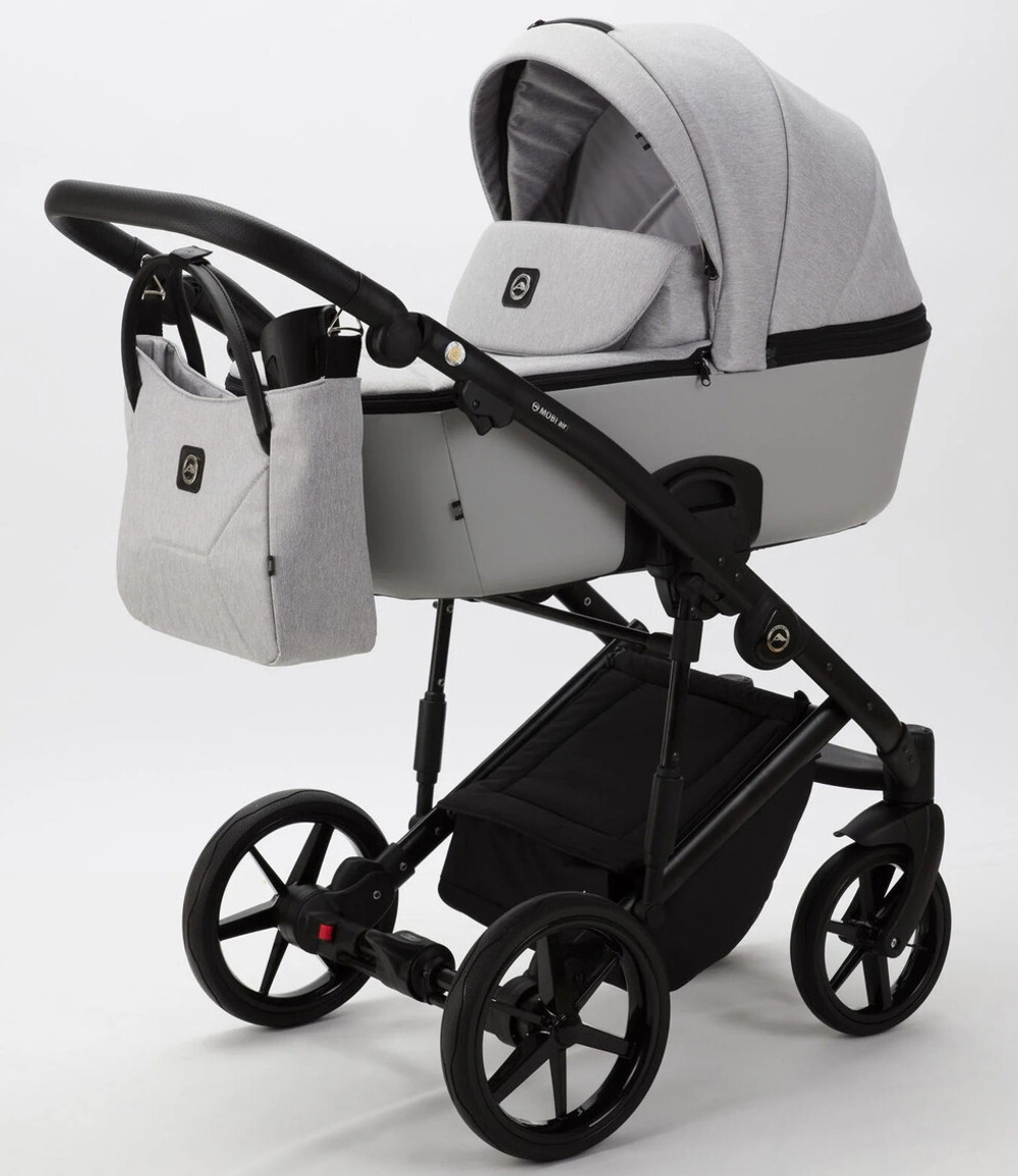 Детская коляска Adamex Mobi 2 в 1 M-PS46 (СВЕТЛО-СЕРЫЙ+СВЕТЛО-СЕРАЯ КОЖА)