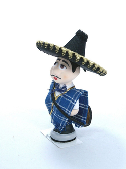 Кукла потешка Мексиканец. Игрушка фарфоровая ручной работы