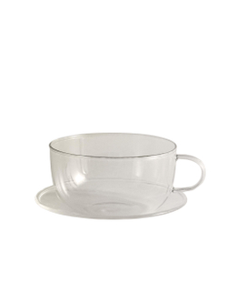 Zara Home чайная пара из боросиликатного стекла, цвет серебристый, 16 см