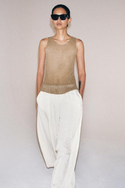 ZARA БРЮКИ BARREL — ZW COLLECTION, ЖЕЛТОВАТО-БЕЛЫЙ