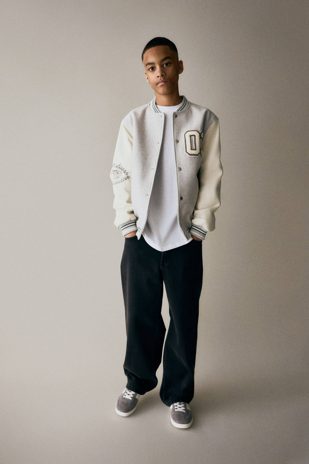 H&M Джинсы Baggy Fit, угольный