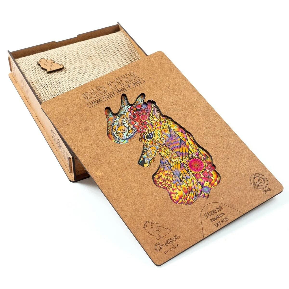 Благородный олень Chapa - Деревянные пазлы разной формы, уникальные картины которые вы собираете сами