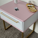 Тумба прикроватная на ножках ROYAL 5201 эко (Зефир-Золото-р.золото)