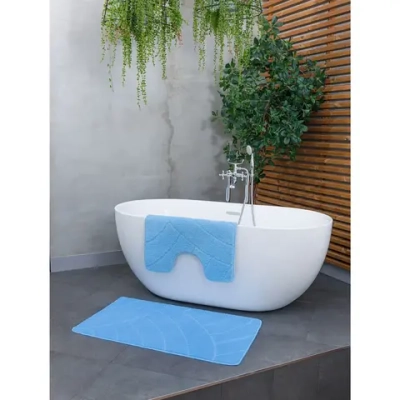 Комплект ковриков для ванной и туалета My Crystal серия Gold 50*60см, 60*100см голубой