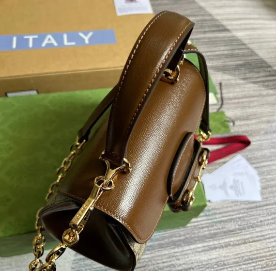 Мини-сумка Gucci Horsebit 1955 коричневый