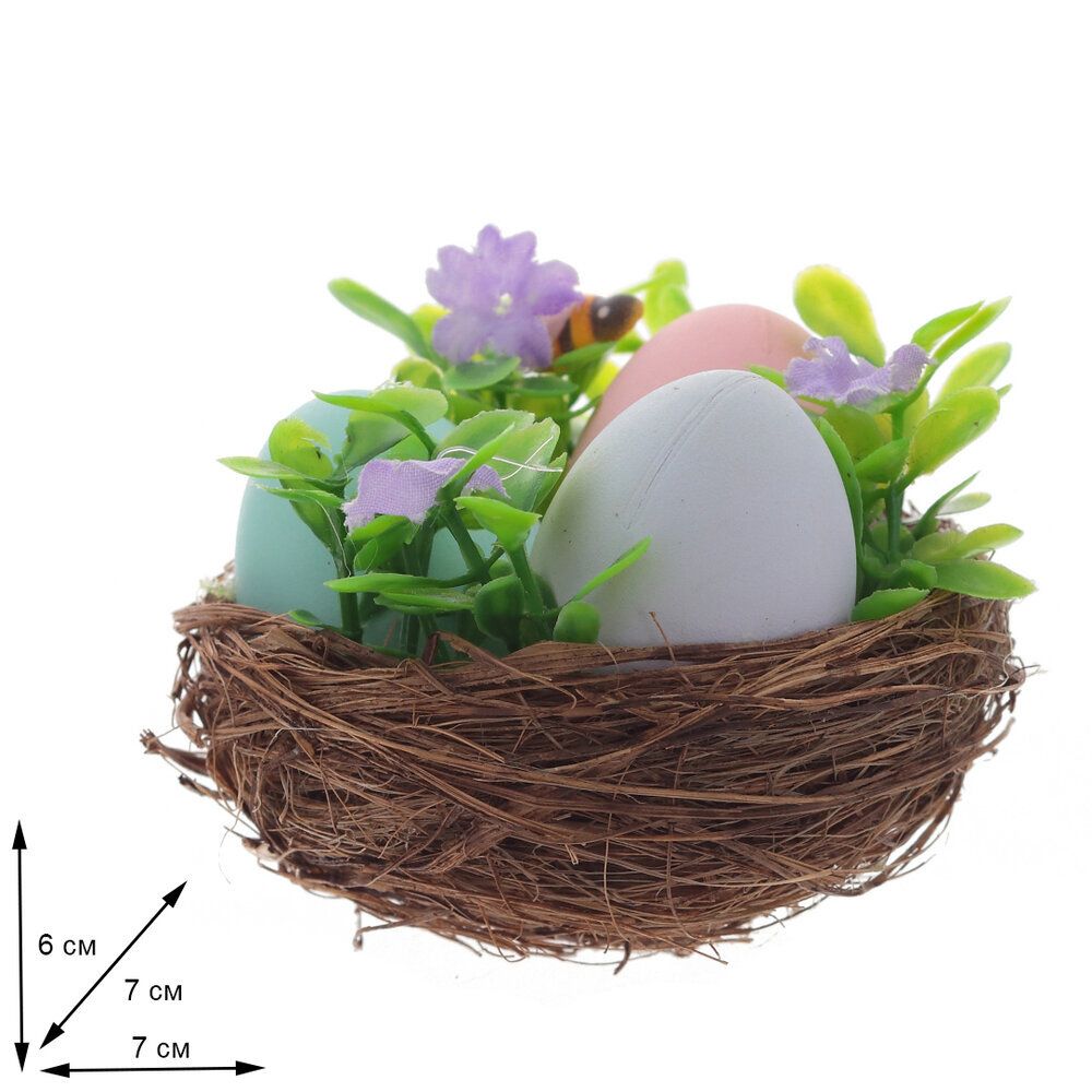 GAEM Изделие декоративное "Гнездо пасхальное" (блок 6шт), L7 W7 H6 см