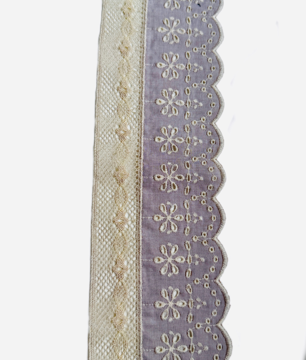 Кружево хлопковое Ришелье с ажурной сетчатой кромкой ш-8см Италия