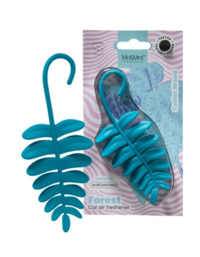 Mr&Mrs Fragrance Ароматизатор для автомобиля FOREST FERN | ЛИСТИК лазурно-голубой в блистере