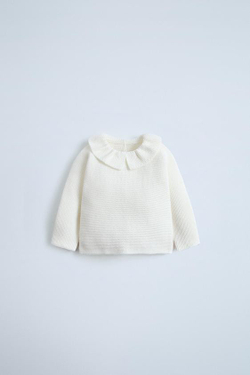 ZARA СВИТЕР С ВОЛАНАМИ, СВЕТЛЫЙ ЭКРЮ