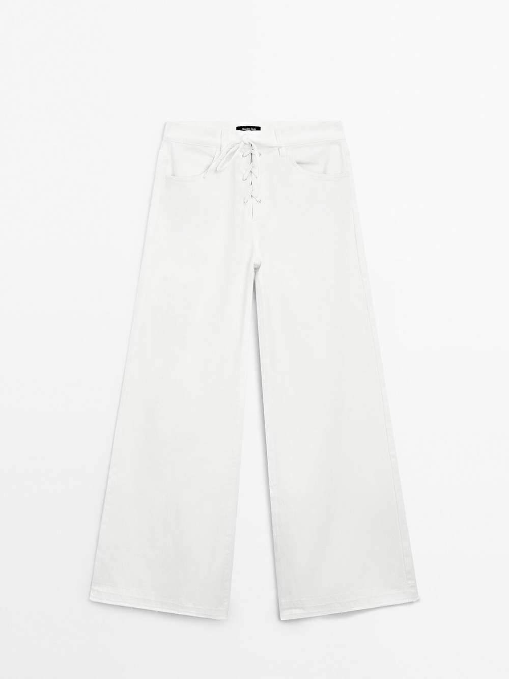 Massimo Dutti Джинсы клеш со шнуровкой, белый