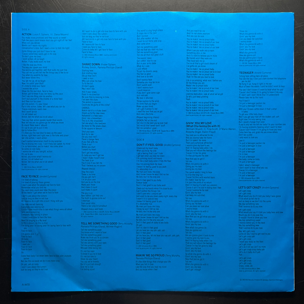 Evelyn "Champagne" King ‎– Face To Face (Германия 1983г.)