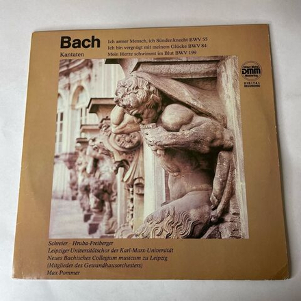 Винтажная виниловая пластинка LP И. С. Бах, Кантаты, Kantaten, BWV 84, Mein Herze Schwimmt Im Blut BWV 199 (ГДР 1989)