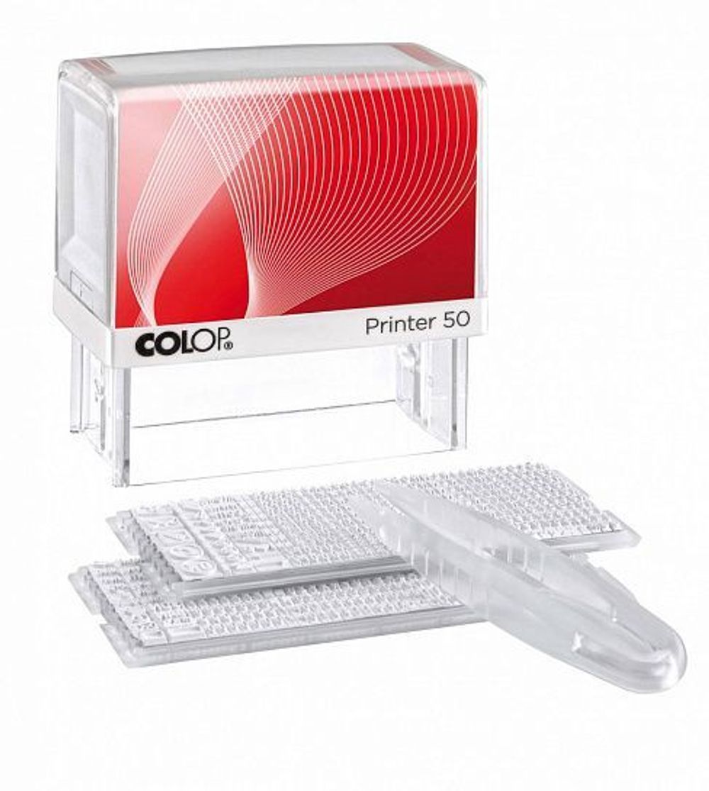 Штамп самонаборный PRINTER 50Set 30х69 мм 6 строк в рамке, 8 без рамки 2 кассы пластик