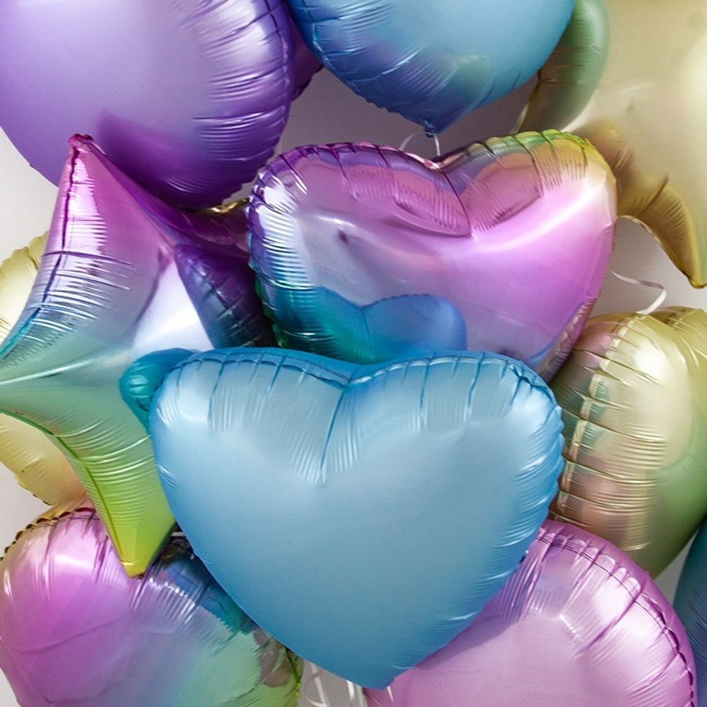 Шар (18"/46 см) Сердце, Голубой, Сатин