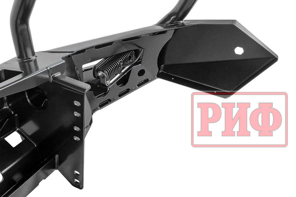 Бампер силовой передний Mitsubishi Pajero Sport 2015-2020 с доп. фарами (арт. B0205), защитной дугой, защитой бачка омывателя, под парктроник РИФ