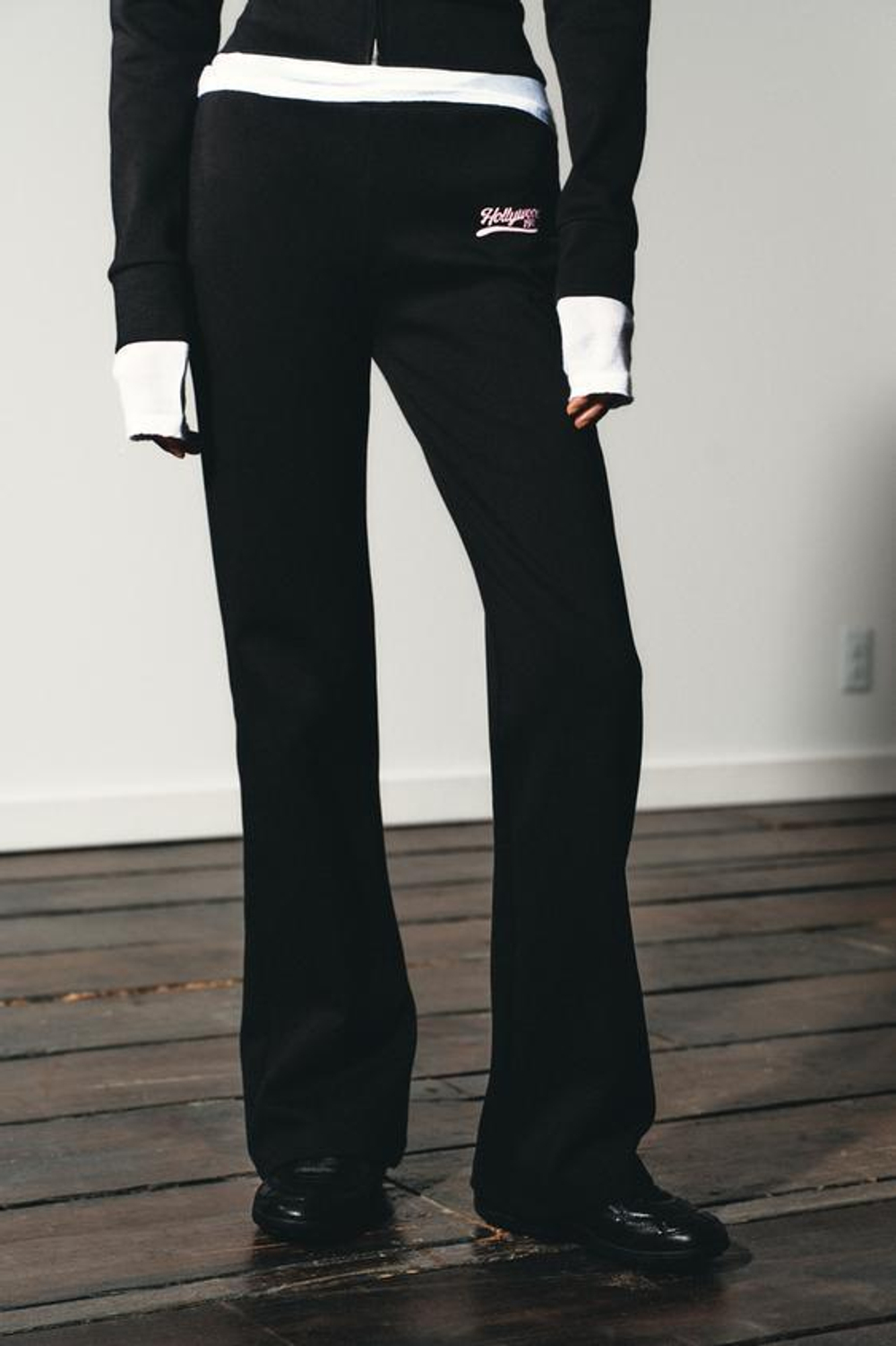 ZARA БРЮКИ FLARE ИЗ ФЛИСА, ЧЕРНЫЙ