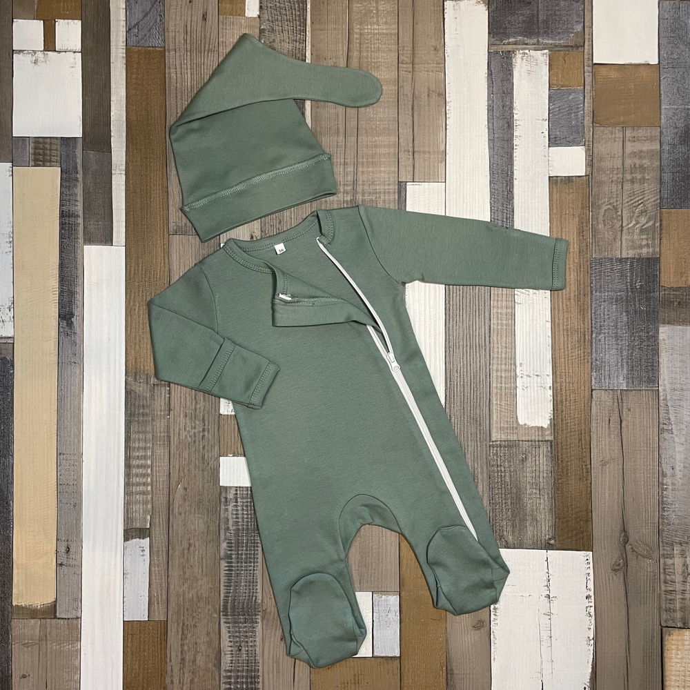 Комбинезон СЛИП на молнии, с закрытой ножкой Полынь