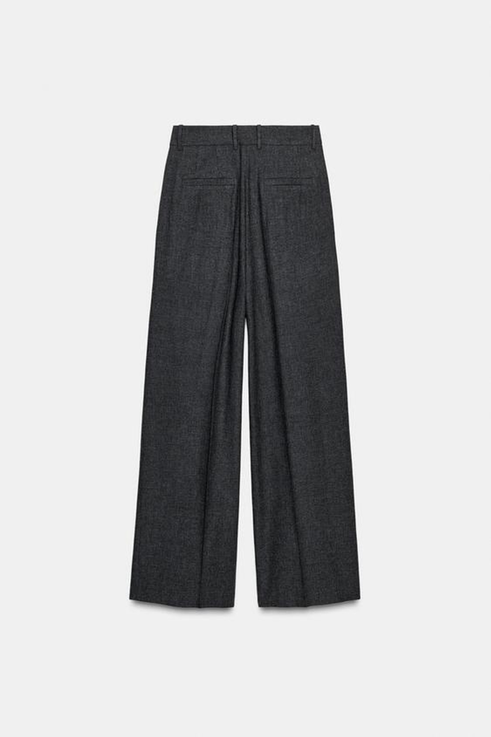 ZARA ШИРОКИЕ БРЮКИ С ЗАЩИПАМИ — ZW COLLECTION, СЕРЫЙ МЕЛАНЖ