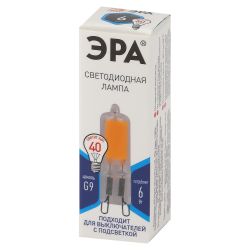 Лампа светодиодная ЭРА STD LED JCD-6W-GL-840-G9 6Вт капсула нейтральный белый свет G9 | Лампы cветодиодные Капсульные (G4, G9)