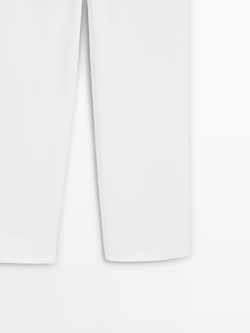 Massimo Dutti Прямые джинсы с высокой талией, белый