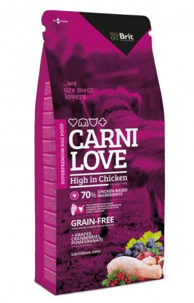 Brit Carnilove High in Chicken 12 кг беззерновой с курицей д/взр. собак