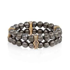 Всевидящее Око - двойной браслет с шармами из бронзы с пиритом 8 мм