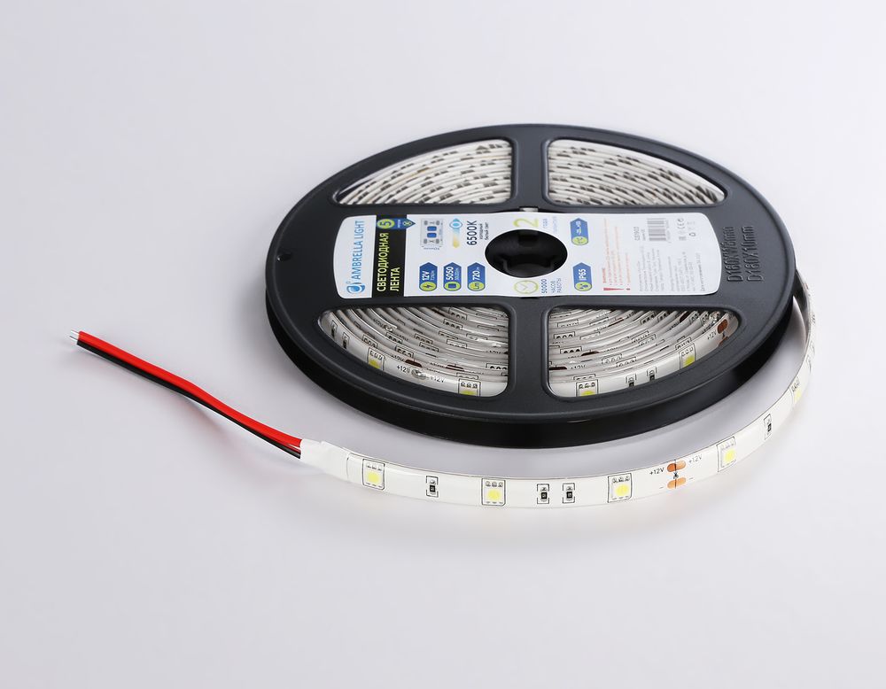 Ambrella Светодиодная лента Ambrella Light GS1903 5050 30Led /7.2W m/ 12V IP65 6500K 5m LED Strip 12V GS1903