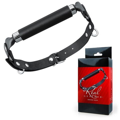 Черный кожаный кляп-трензель (Цвет: черный)