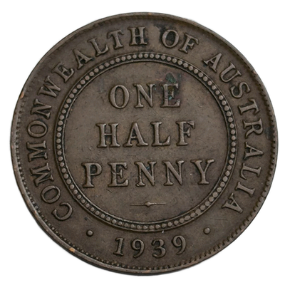 Монета 1/2 пенни (penny) 1939 год Австралия