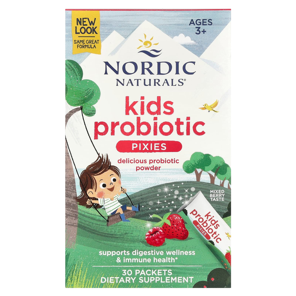 Nordic Naturals, Пробиотики для детей, для детей от 3 лет, ягодное ассорти, 30 пакетиков по 1 г (0,035 унции)