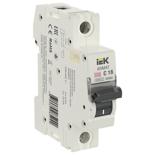 Автоматический выключатель ARMAT M06N 1Р 16А 6кА характеристика С ИЭК (автомат электрический) AR-M06N-1-C016