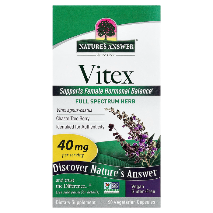 Витекс агнус кастус, Vitex Agnus-Cactus, Nature's Answer, 90 вегетарианских капсул 2