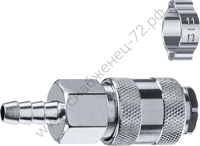 ЗУБР штуцер ″елочка″, 8 мм - рапид муфта, переходник с обжимным хомутом, Профессионал (64917-08)