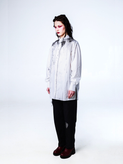 Рубашка "Смородина" с окрашиванием. Бело-черная