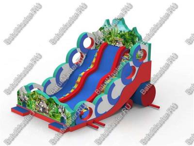 Большой надувной батут-горка "Сказочные богатыри" 13*9*10 м