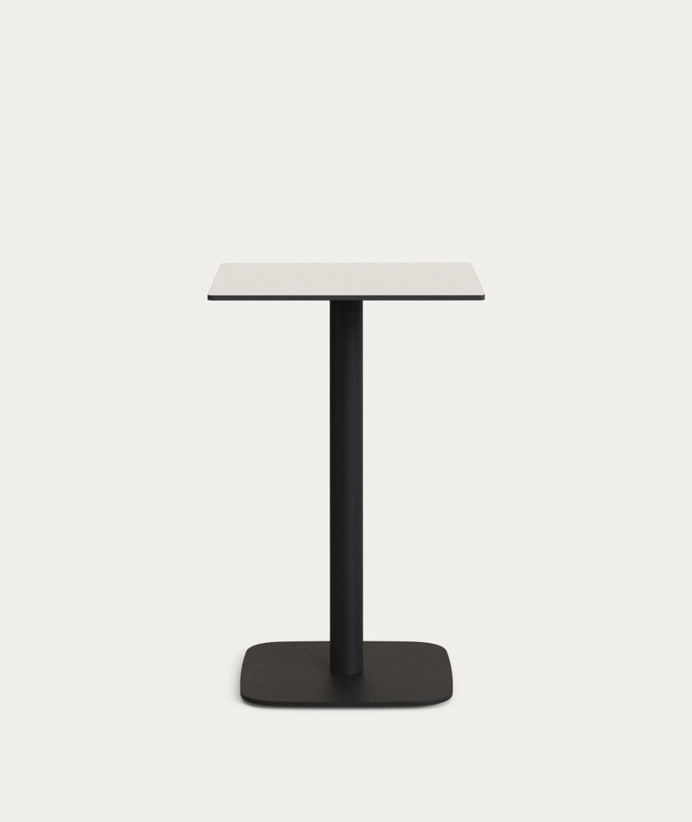 Высокий садовый столик Dina белый на черном металлическом основании 60 x 60 x 96 см