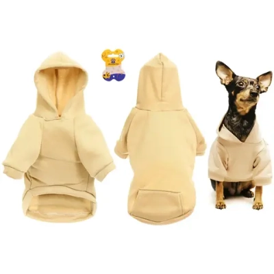 Кофта - толстовка для мелких пород собак «BRO Style», цвет молочный, р M (на флисе)
