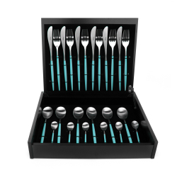 Набор столовых приборов на 6 персон 24 предмета Cutipol Mio matte turquiose в подарочной упаковке