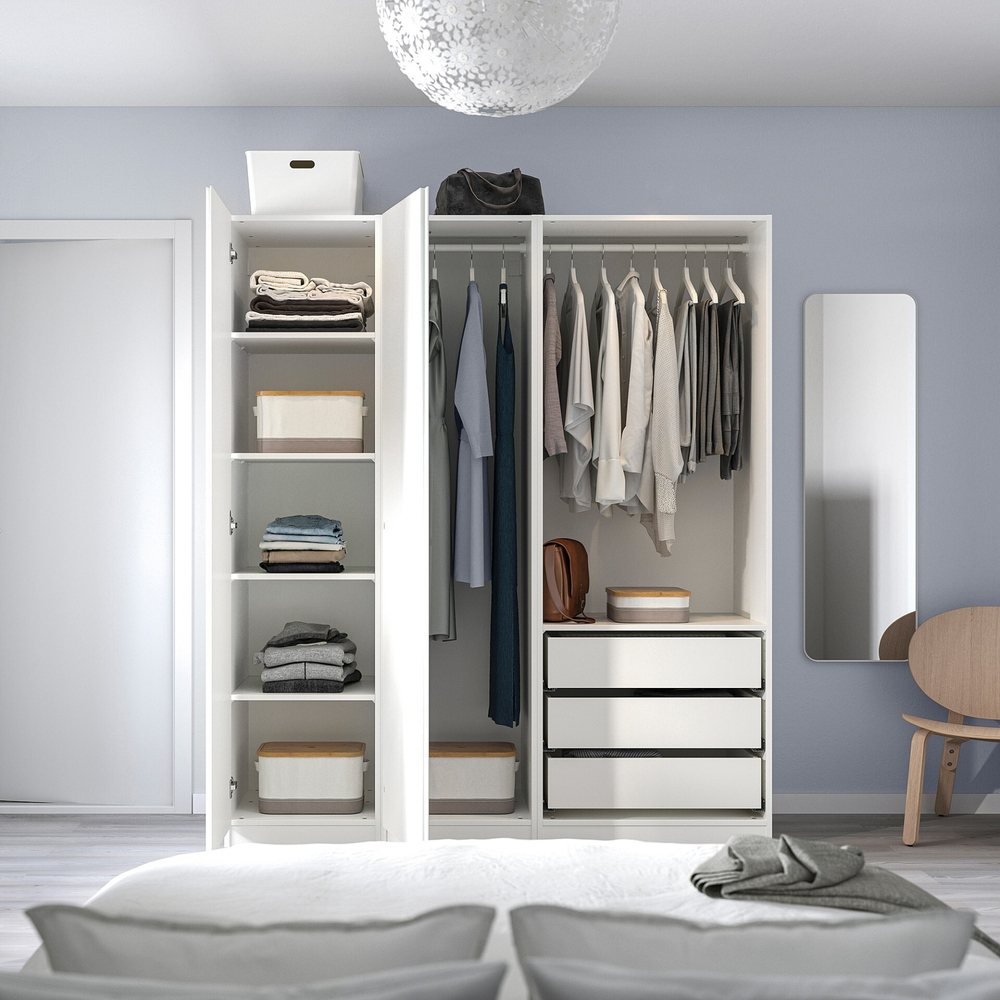 Гардероб PAX VIKANES с 2 распашными дверями и 3 ящиками (белый)  220*50*260