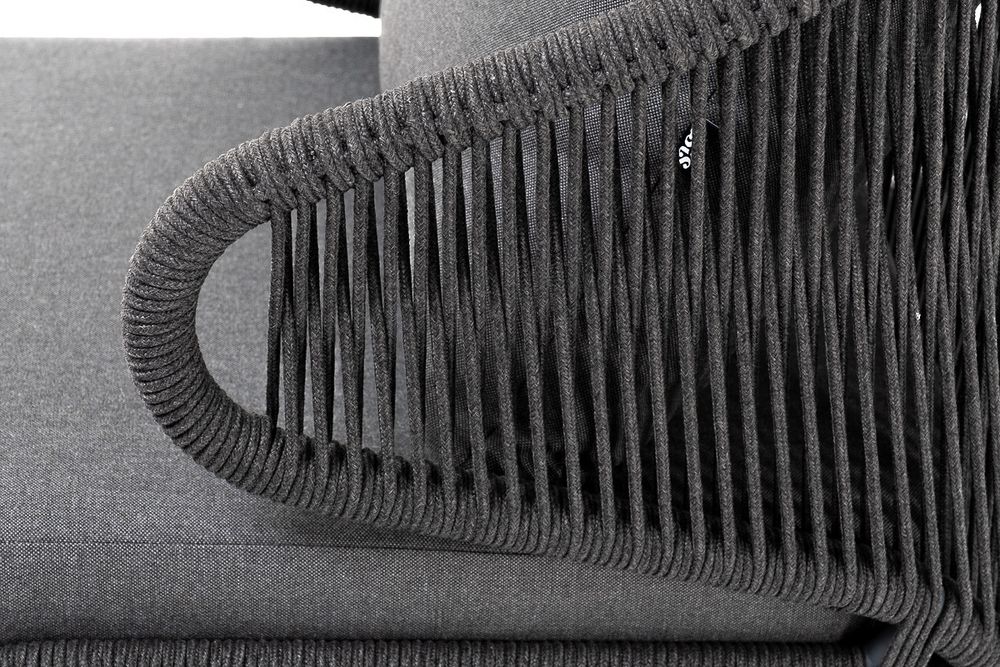 "Милан" лаунж-зона 5-местная плетеная из роупа (веревки), каркас алюминиевый серый, роуп темно-серый