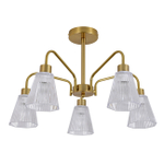 Люстра на штанге 5х40Вт Е14, металл/стекло, медь/прозрачный граненый