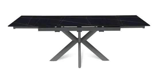 Стол "СТРОНГ" 140-220, керамика Black Gold матовая, опоры черный муар