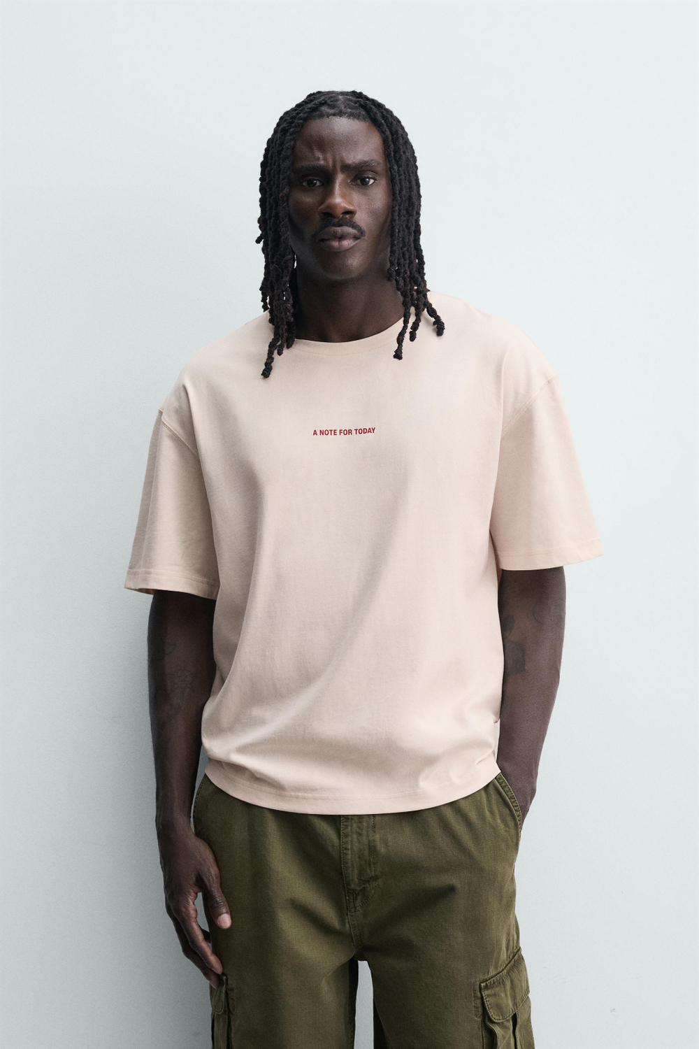 ZARA ФУТБОЛКА RELAXED FIT С НАДПИСЯМИ, РОЗОВЫЙ