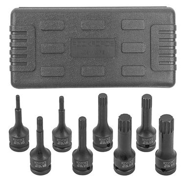 Набор головок-бит SPLINE ударных 8пр.,1/2''(M5, M6, M8, M10, M12, M14, M16, M18), в кейсе RockForce##Rock FORCE RF-40811MPB