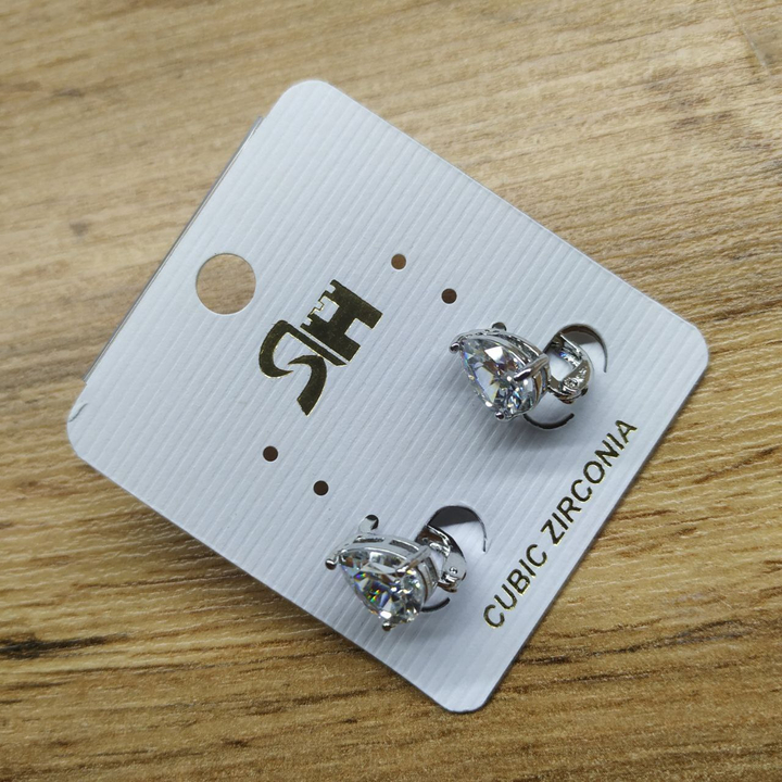 Серьги на англ.заст. Cubic Zirconia форма капля малая цвет прозрачный металл серебристый